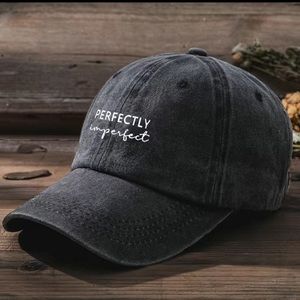 Vintage Print Baseball Cap, PERFECTLY IMPERFECT Washed Sun, Unisex Sport…